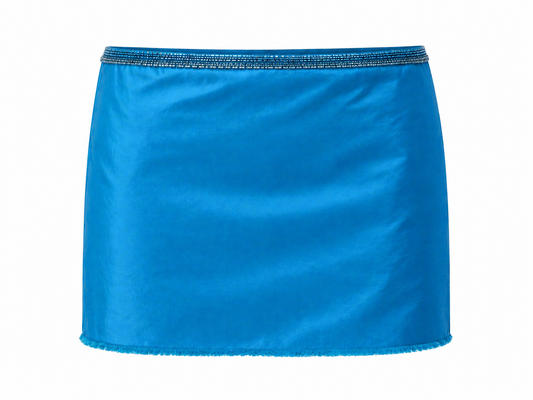 Le Beaded Taffeta Mini Skirt in Aqua