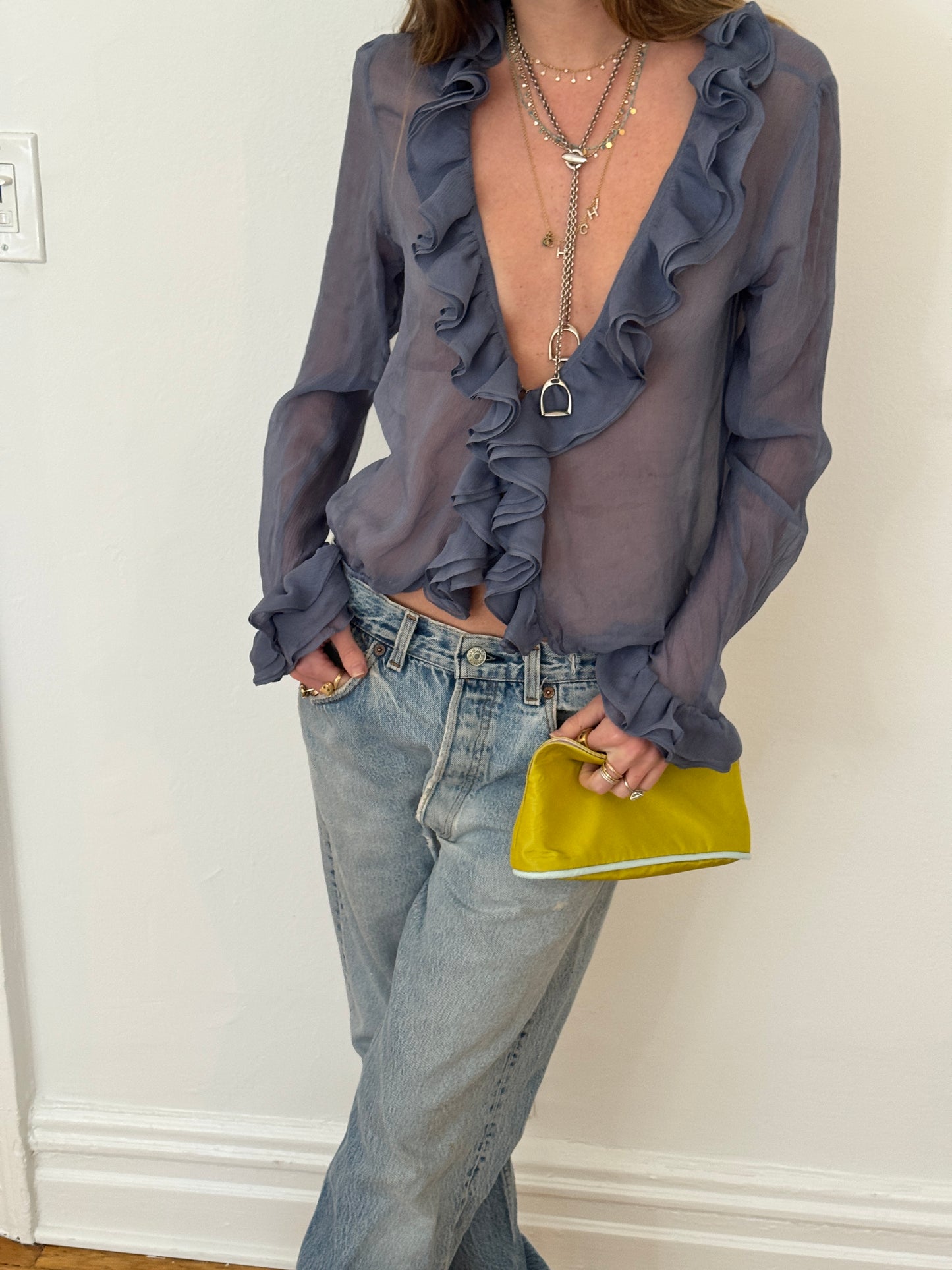 Le Ruffle Top in Sea